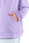Lila Kanguru Cep Kapüşonlu Oversize Sweatshirt