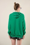 Yeşil Kapüşonlu Baskılı Oversize Sweatshirt (zck0321)