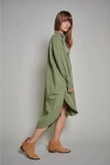 Yeşil Uzun Oversize Elbise Gömlek(ZCK0194)