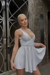 Beyaz Sıfır Kol Şortlu Mini Elbise (zck0678)
