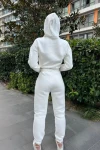 Kadın Ekru Baskılı Kapüşonlu İkili Takım (zck0710)