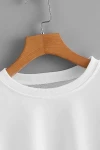 Kadın Ekru Bisiklet Yaka Rahat Kesim Crop Sweatshirt (zck0700)