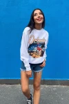 Kadın Ekru Flamingo Baskılı Şardonlu Sweatshirt (zck0703)