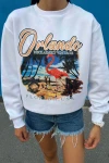 Kadın Ekru Flamingo Baskılı Şardonlu Sweatshirt (zck0703)