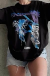 Kadın Melek Metallica Baskılı Oversize T-Shirt (zck0630)