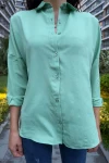 Mint Yeşili Oversize Uzun Basic Gömlek (zck0706)