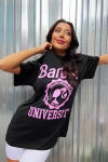 Kadın Siyah Barbie Baskılı Oversize T-Shirt (zck0697)