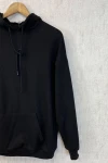 Siyah Kanguru Cepli Sırt Baskılı Oversize Sweatshirt (zck0354)