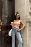 Kadın Lila Tek Kol Askılı Crop Bluz (ZCKSS101)