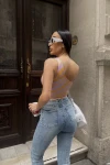 Kadın Lila Tek Kol Askılı Crop Bluz (ZCKSS101)